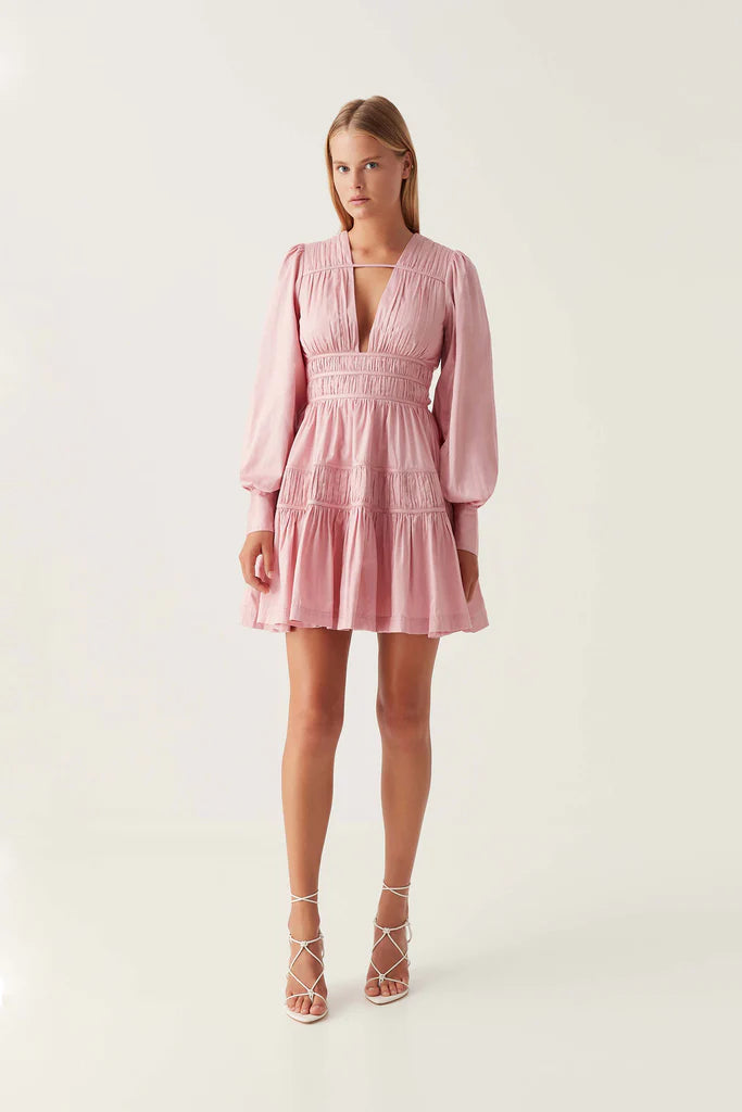 AJE - Fallingwater Ruched Mini Dress Pink