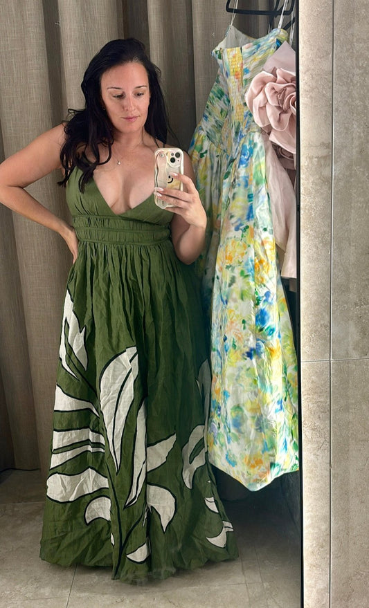 AJE - Planetary Maxi Dress in Abstract Fern
