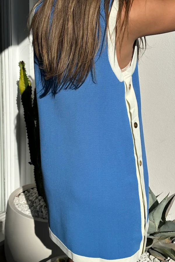Onte - Exclusive Selena Button Tunic Blue/White