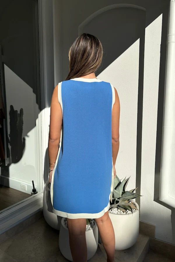Onte - Exclusive Selena Button Tunic Blue/White