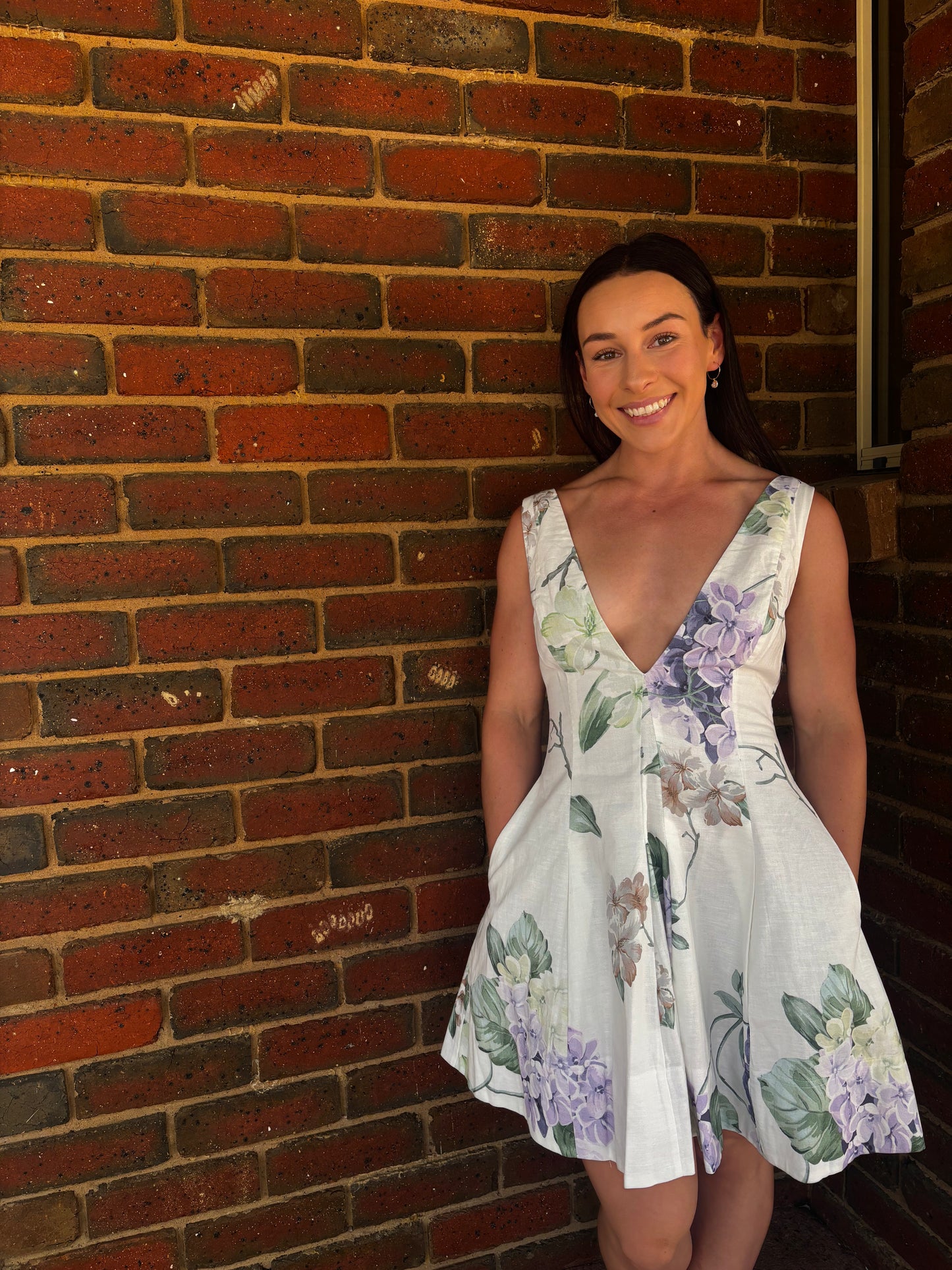 By Nicola - Sleeveless Wavy Mini Dress in Garden Party