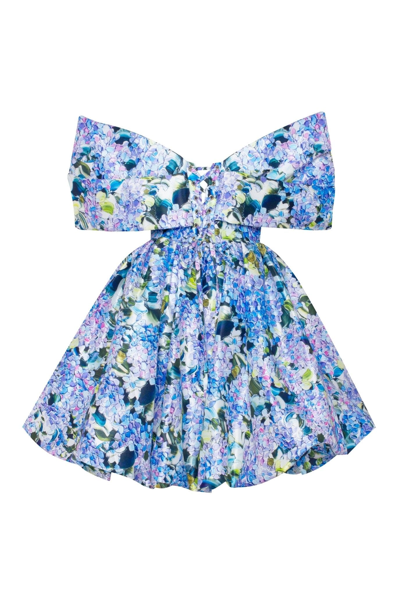 Milla - Blue Hydrangea bow Mini Dress