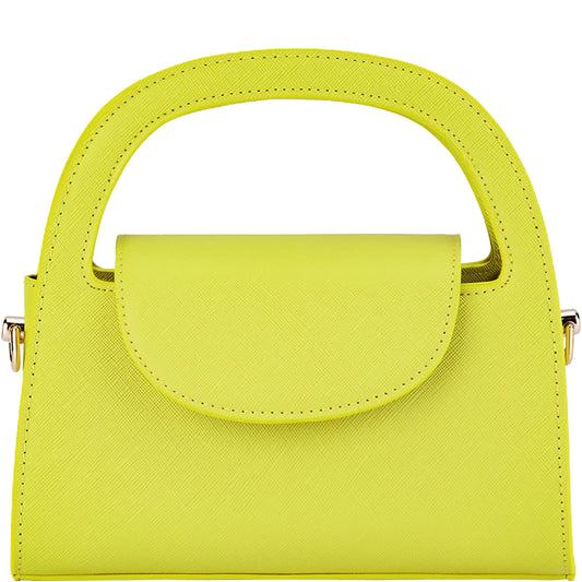 Olga Berg - Ivy Chartreuse Curved Handle Bag