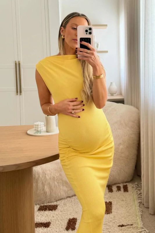 Suboo - Vega Rouched Front Midi Dress - Butter Yellow