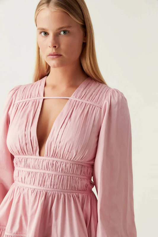 AJE - Fallingwater Ruched Mini Dress Pink